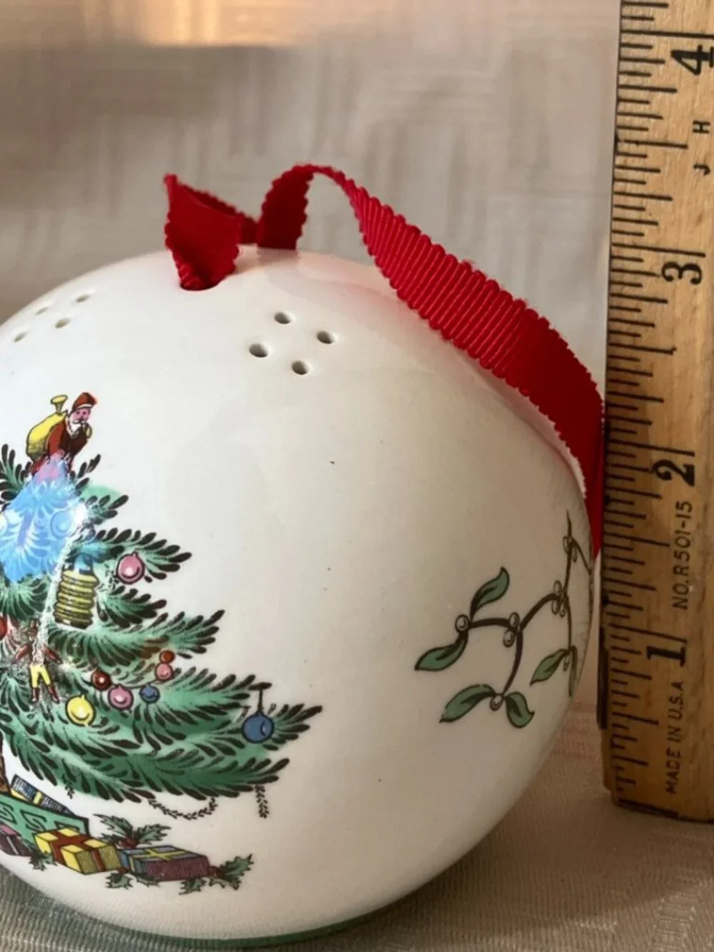 Vtg 1982 SPODE CHRISTMAS POTPOURRI BALL SPHERE ORNAMENT ENGLAND S3324-G